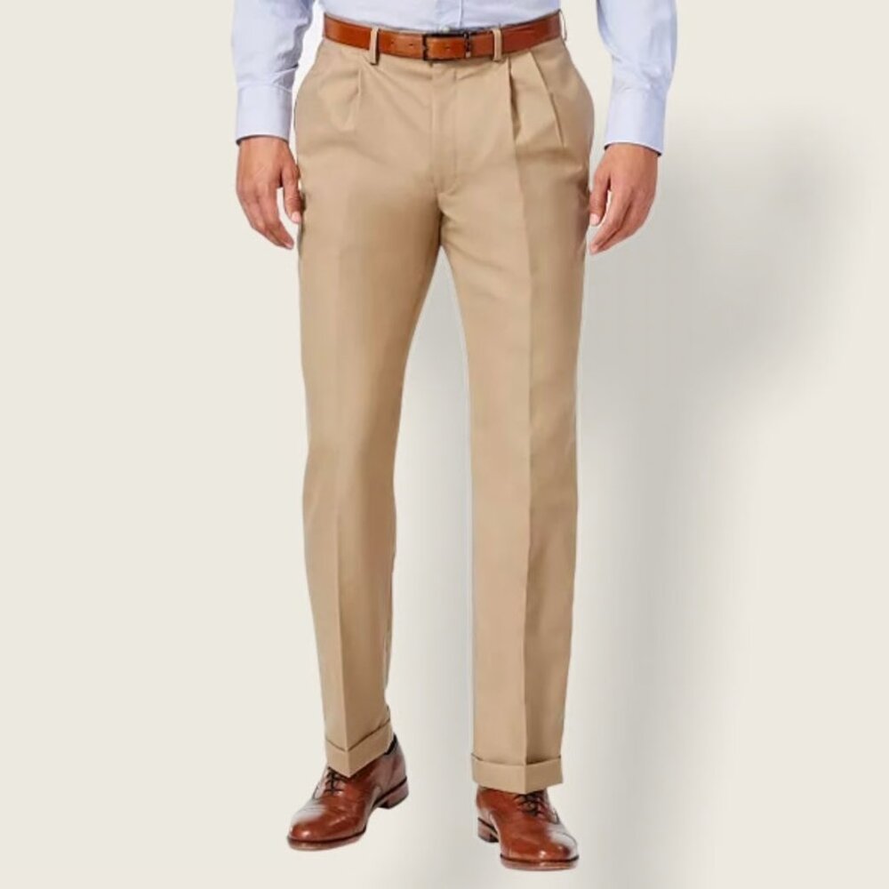 NEW Lauren Ralph Lauren Tan Pleat Front Wool Dress Pants 36x34